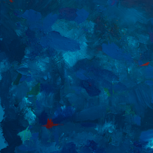 Deep blue abstract painting suggesting ocean depths